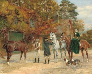 ヘイウッド・ハーディの狩猟で馬を変える Oil Paintings